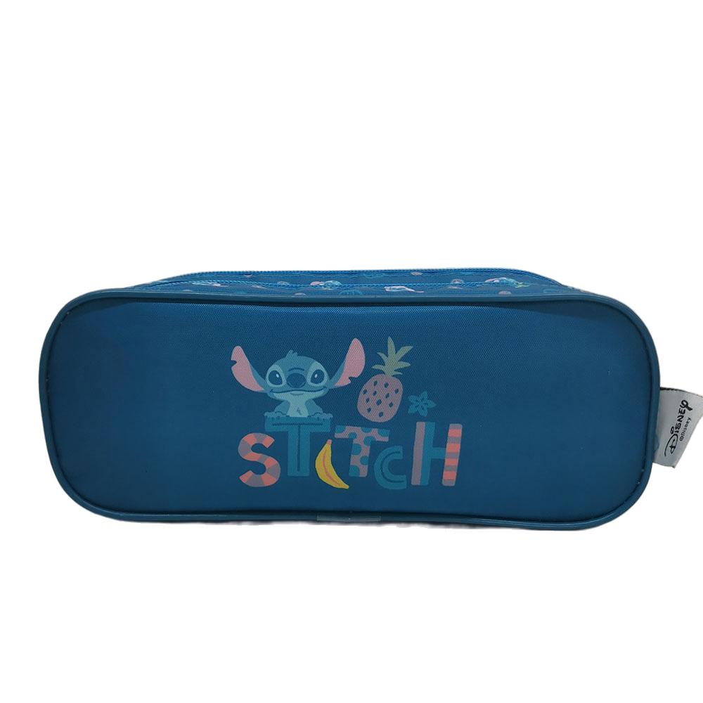 Estojo Escolar Duplo Stitch School Basics Azul Escuro Com Zíper