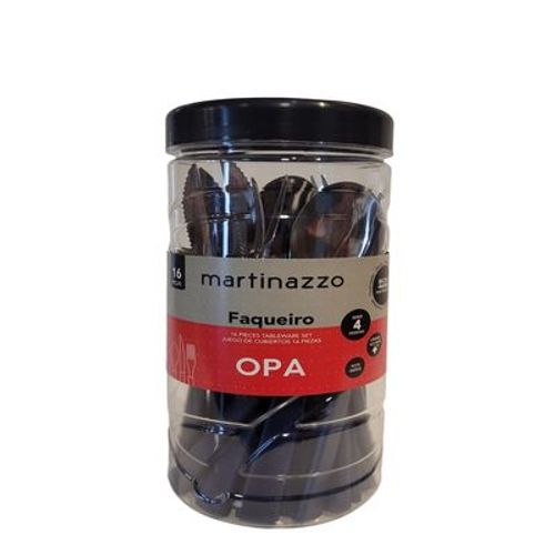 Faqueiro de Aço Inox Martinazzo Opa 16 Peças Azul com Pote Plástico