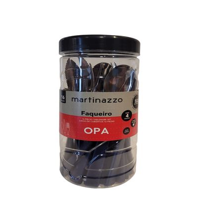Faqueiro de Aço Inox Martinazzo Opa 16 Peças Azul com Pote Plástico