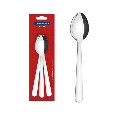 Conjunto de Colheres Aço Inox 3 Peças Tramontina Malibu Resistente