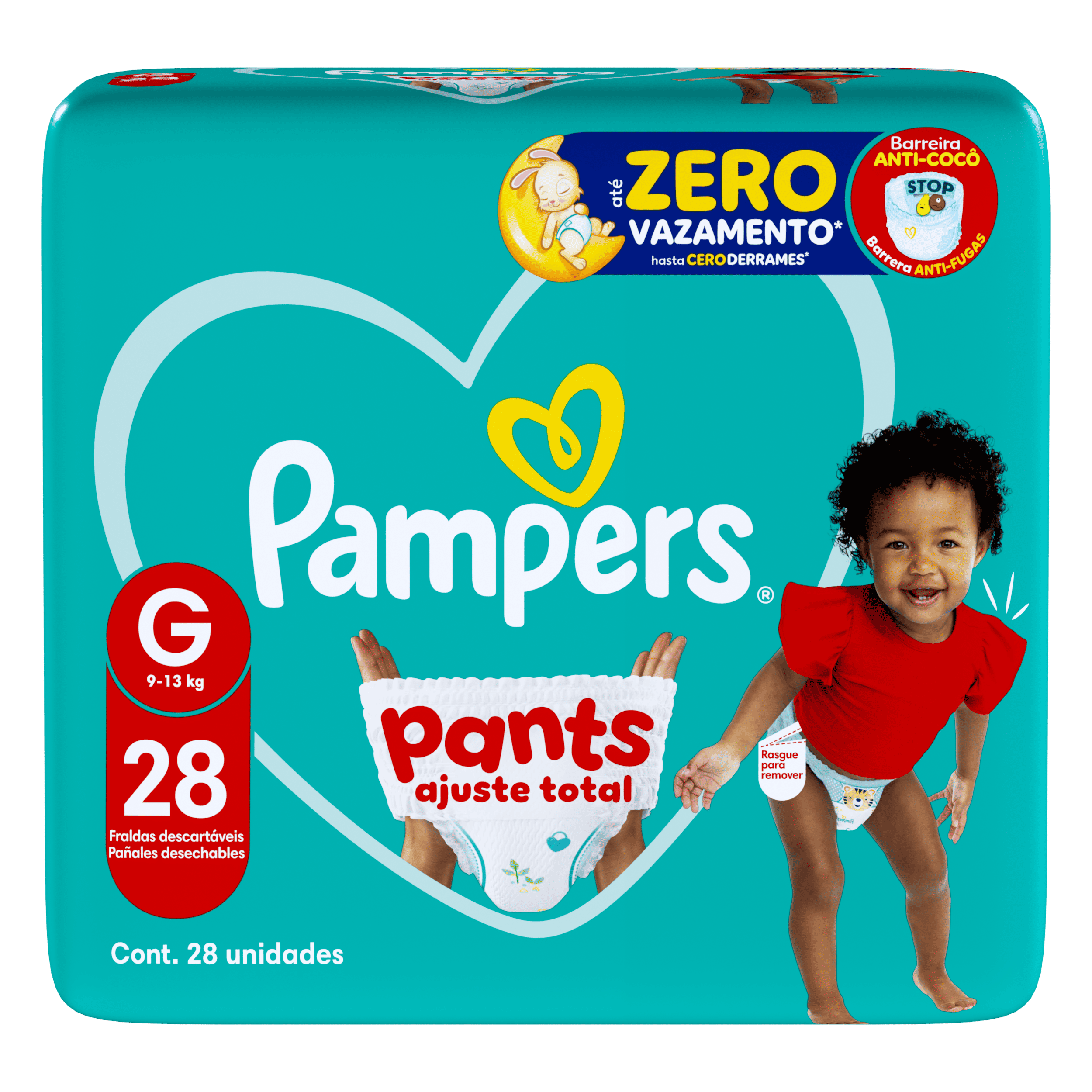 Fralda Descartável Dermatologicamente Testada Pampers Pants Ajuste Total G 28un