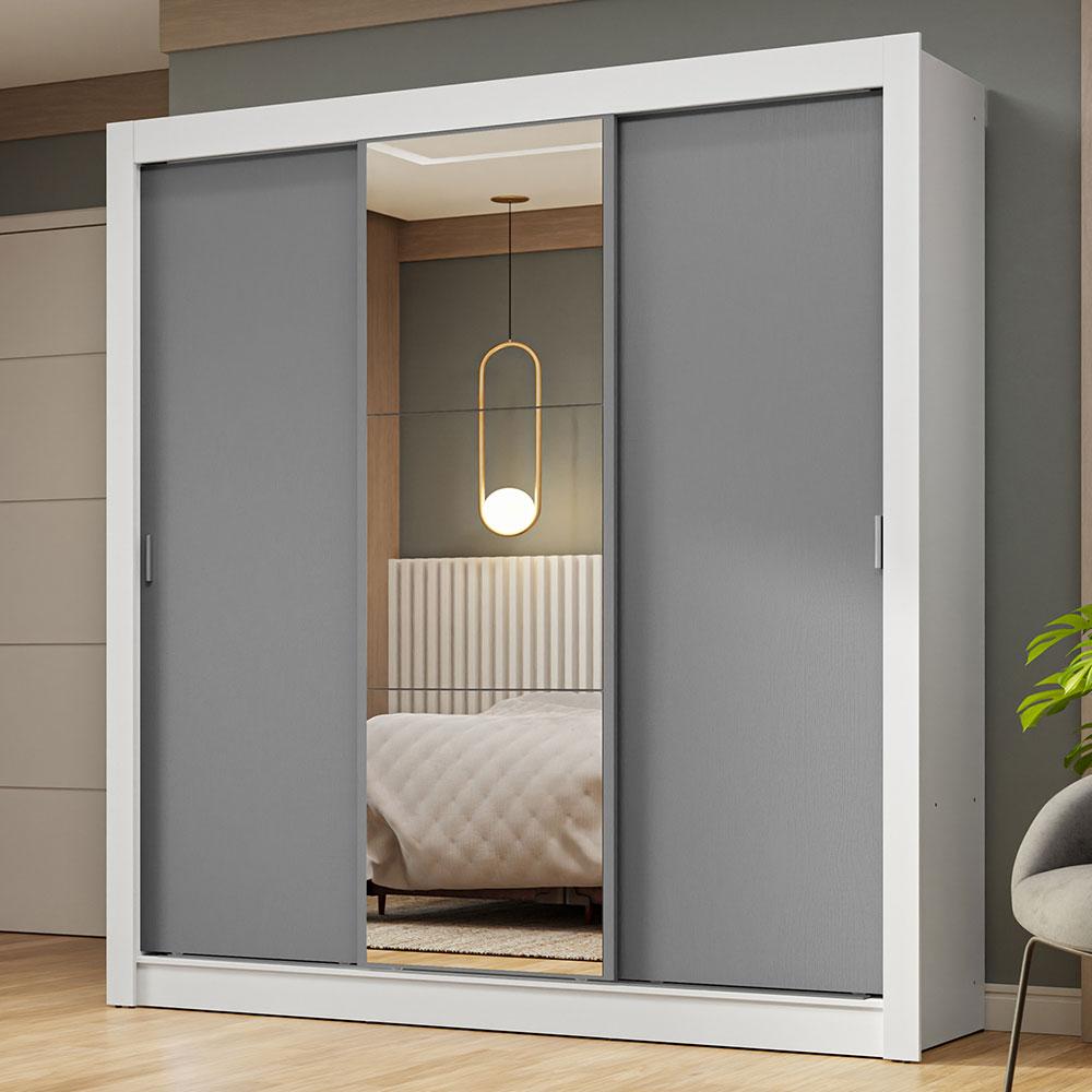 Guarda-Roupa Casal 3 Portas de Correr com Espelho Nobre Madesa