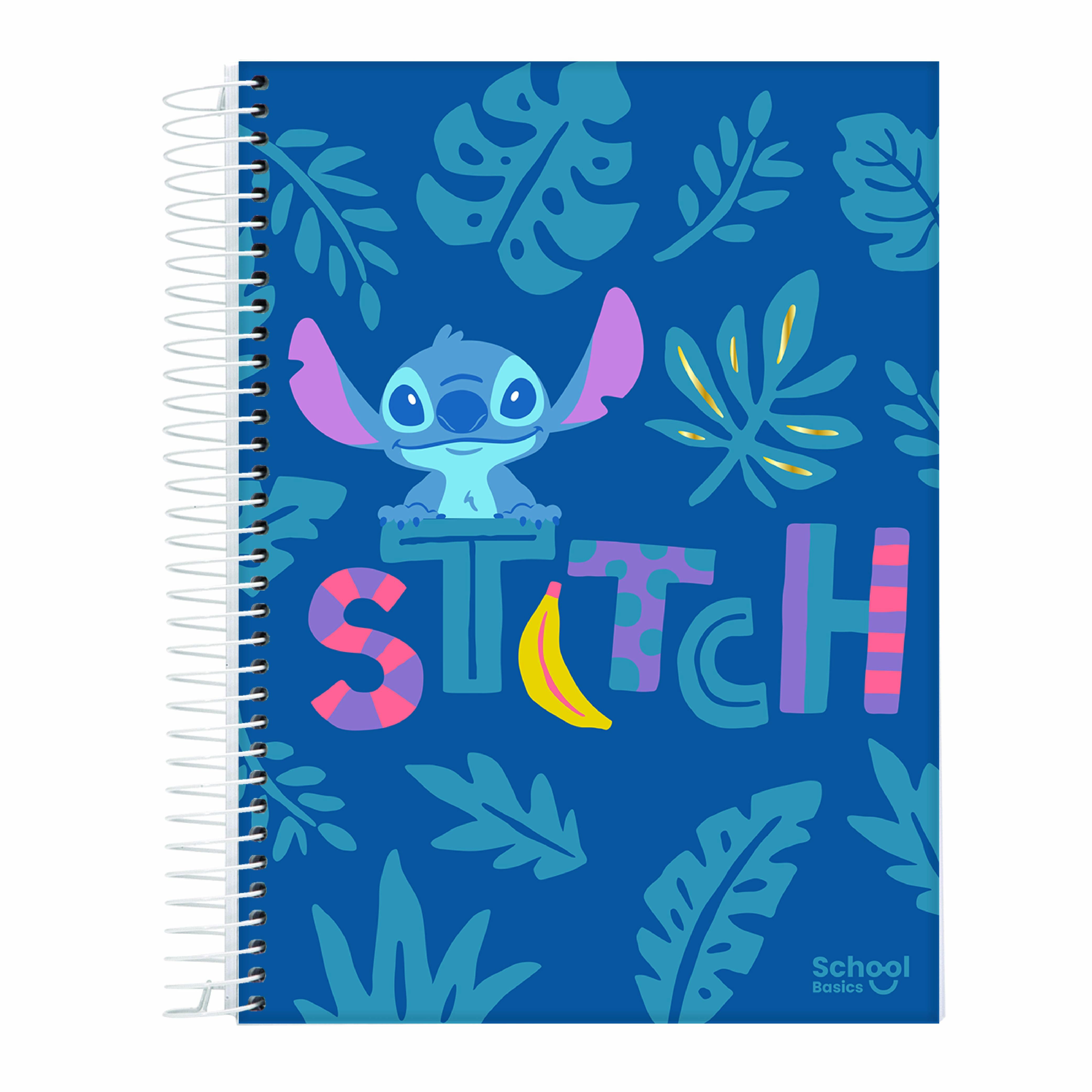 Caderno Universitário 160 Folhas 10 Matérias Jandaia Stitch Capa Dura