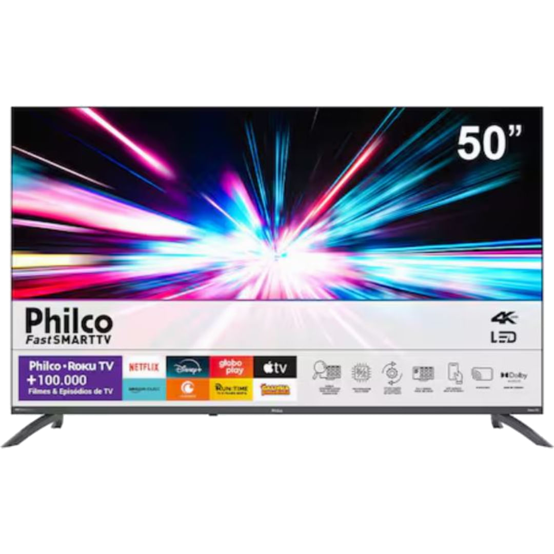 Smart TV 4K Philco PTV50G7PR2CSB LED Roku TV Dolby Audio 50" Prata
