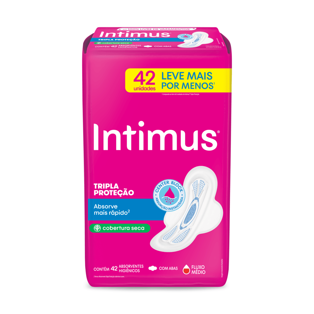 Absorvente Higiênico Tripla Proteção 42 Unidades Intimus Cobertura Seca