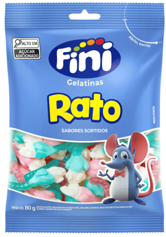 Bala de Gelatina Rato Sortidos Frutas Silvestres Fini 80g Pacote Sem Glúten