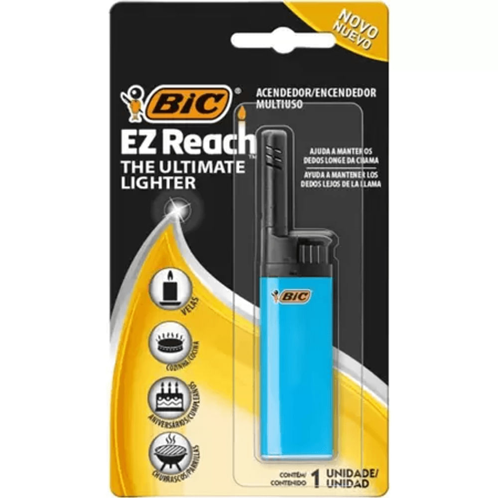 Acendedor Plástico Haste 3,5cm Bic Bico Alongado 900 Acendimentos