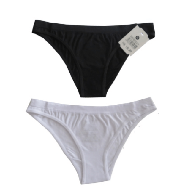 Kit 2 Calcinhas Biquíni Basic+ Algodão Preto e Branco