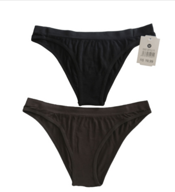 Kit 2 Calcinhas Sem Costura Basic+ Poliamida G Preto e Nude