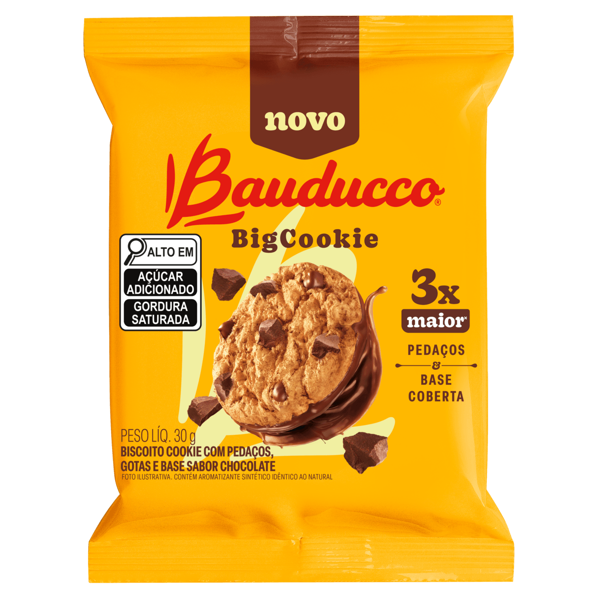 Biscoito BigCookie Original Chocolate Bauducco 3 Caixas de 30g
