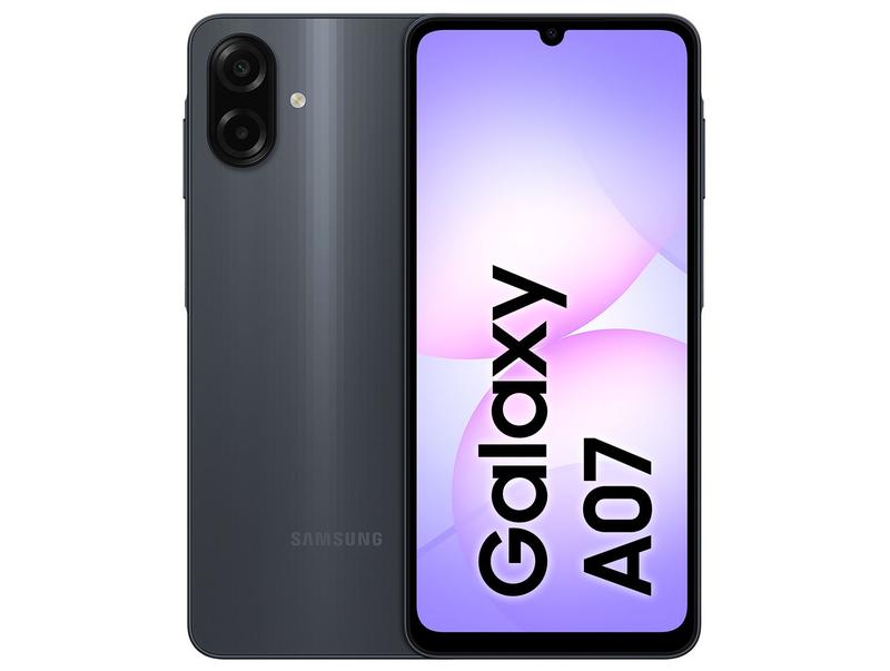 Smartphone Samsung A07 128GB Preto 4GB RAM Tela 6,7" Câm. Dupla + Selfie 8MP