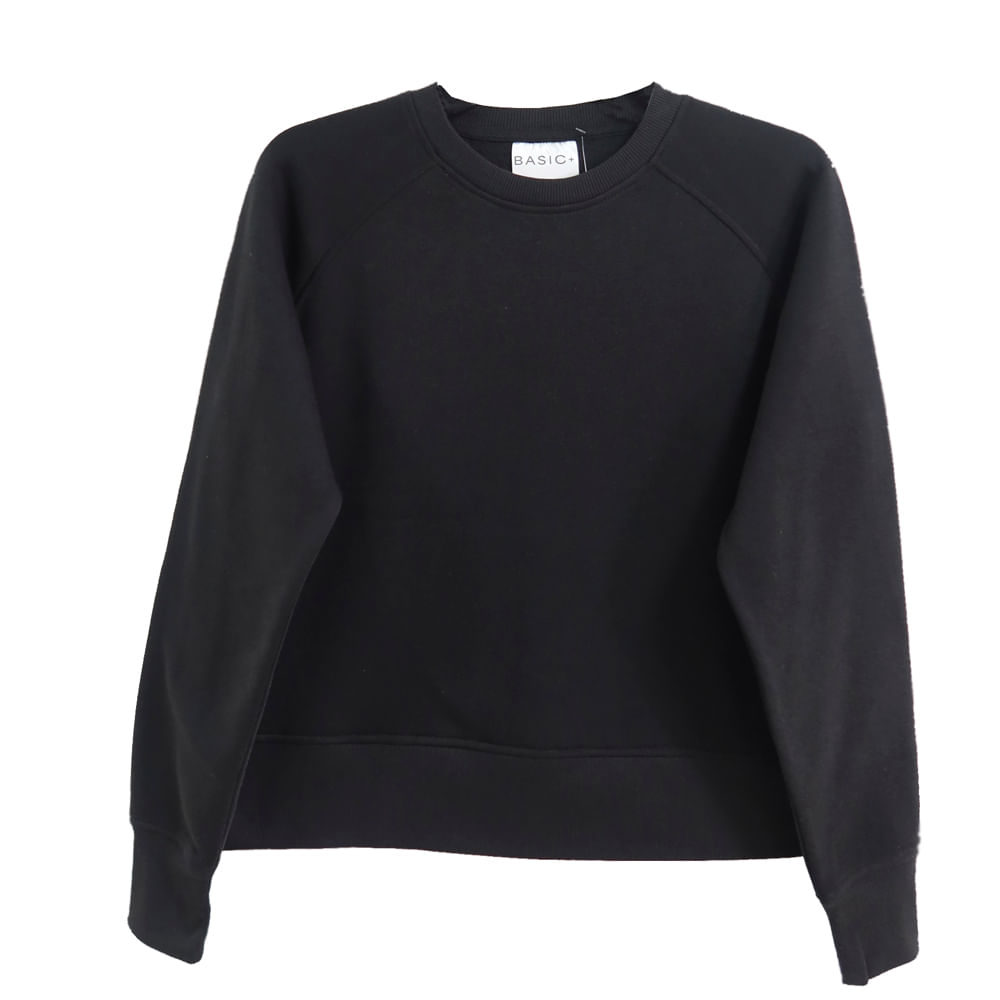 Casaco Moletom Feminino Basic+ W2607 Poliéster Preto