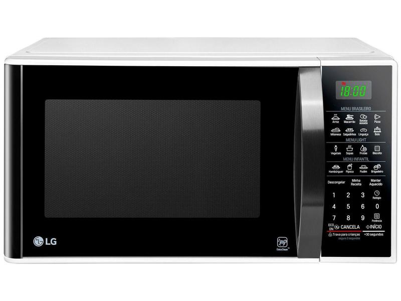 Micro-ondas LG Solo MS3091BC 30L I-Wave Branco e Preto Espelhado Digital 10 Potências