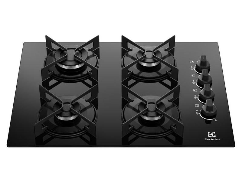 Cooktop 4 Bocas a Gás GLP Electrolux Efficient KE4GR Vidro Temperado Bivolt