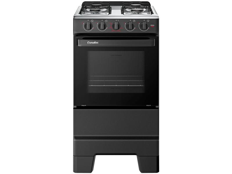 Fogão 4 Bocas a Gás Esmaltec Ideal Pop 4120 Mesa Inox Preto de Piso 50L