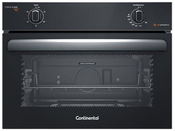 Forno a Gás de Embutir Continental 50L Preto