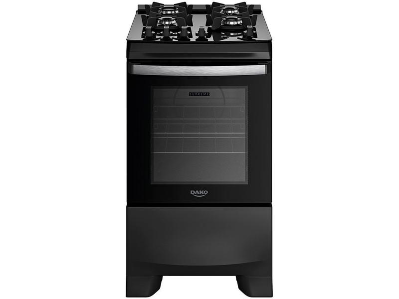 Fogão 4 Bocas de Piso Dako Supreme Glass Mesa de Vidro Preto Bivolt
