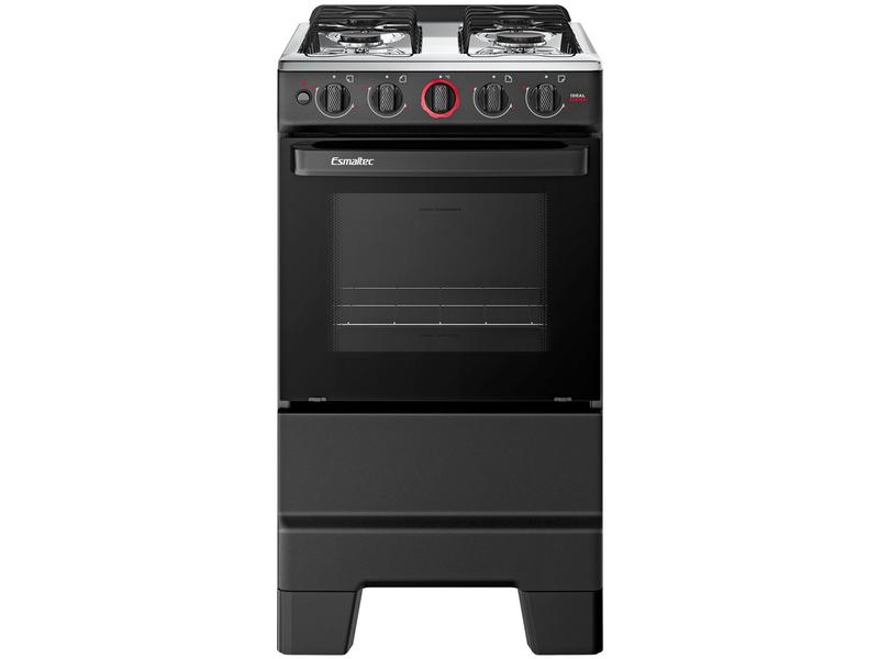 Fogão de Piso 4 Bocas Esmaltec Ideal Super 4121 Acendimento Automático Mesa Inox Preto