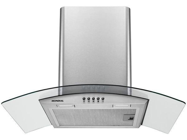 Coifa de Parede Mondial 60cm Inox até 4 Bocas Curvo CF60-01