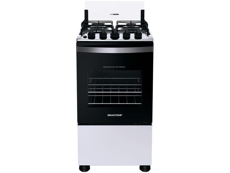 Fogão 4 Bocas Brastemp BFO4NBB de Piso Automático Branco Bivolt Mesa Inox