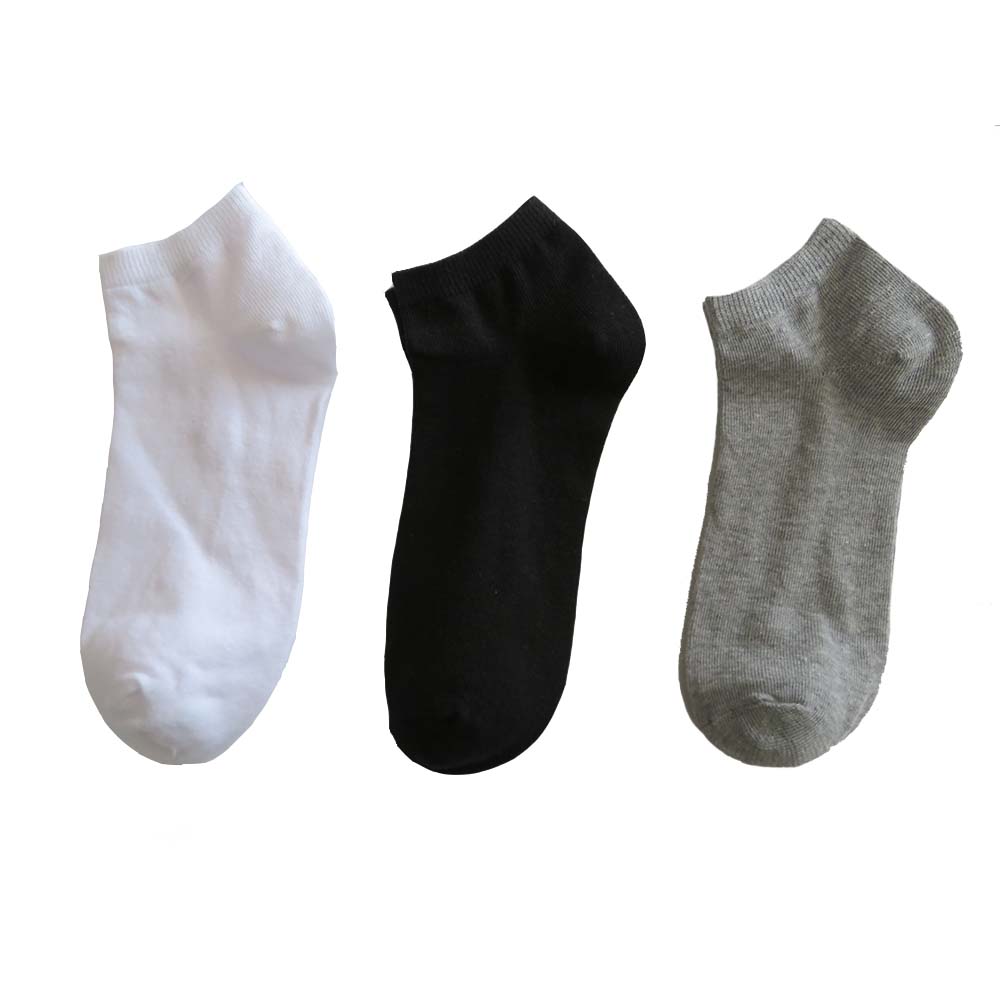 Kit de Meia Infantil Jogg Basic+ Algodão 3 Pares Branco Cinza e Preto