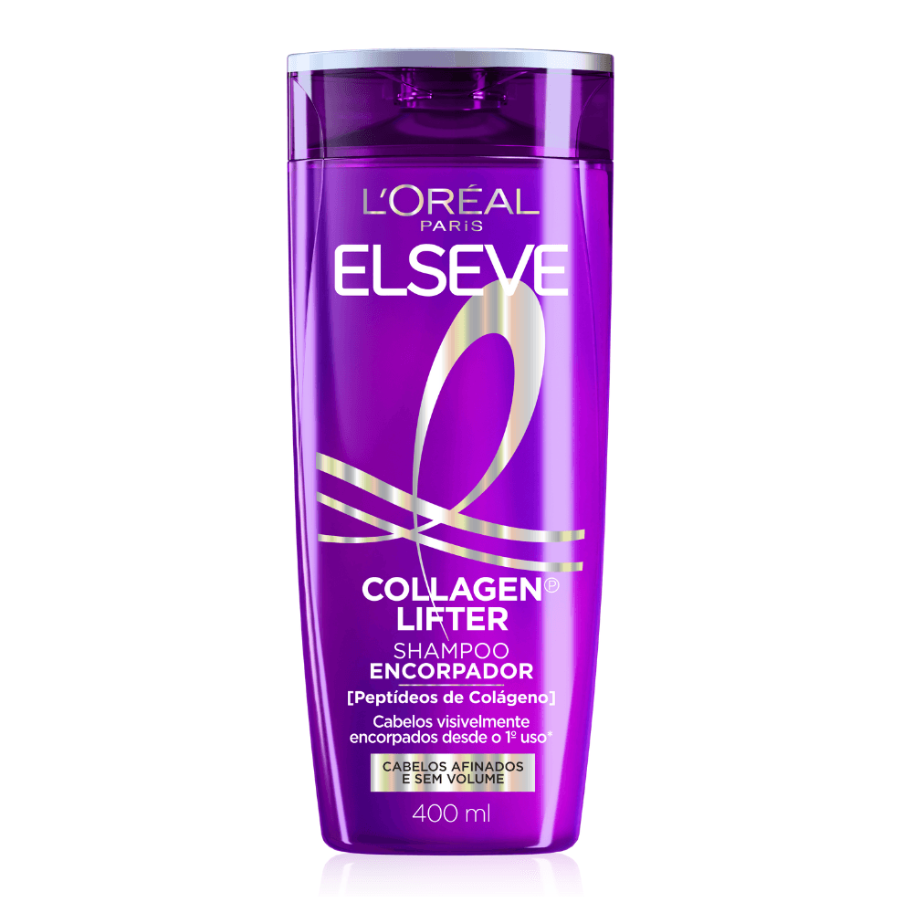 Shampoo Encorpador 400ml Elseve Collagen Lifter para Cabelos Finos e Ralos Vegano