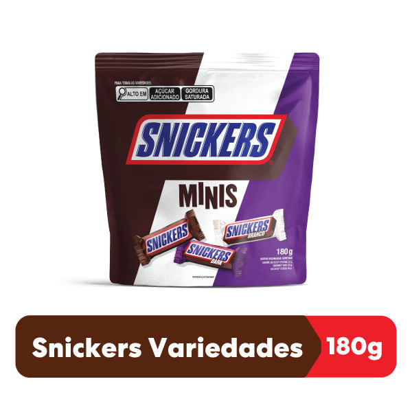 Chocolate Variedades Original Dark e Branco Snickers 180g Pacote Minis