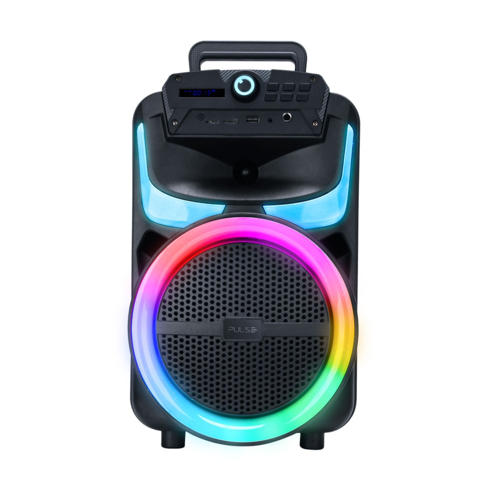Caixa de Som Portátil Bluetooth Pulse Burst SP402E 250W LED RGB Preta
