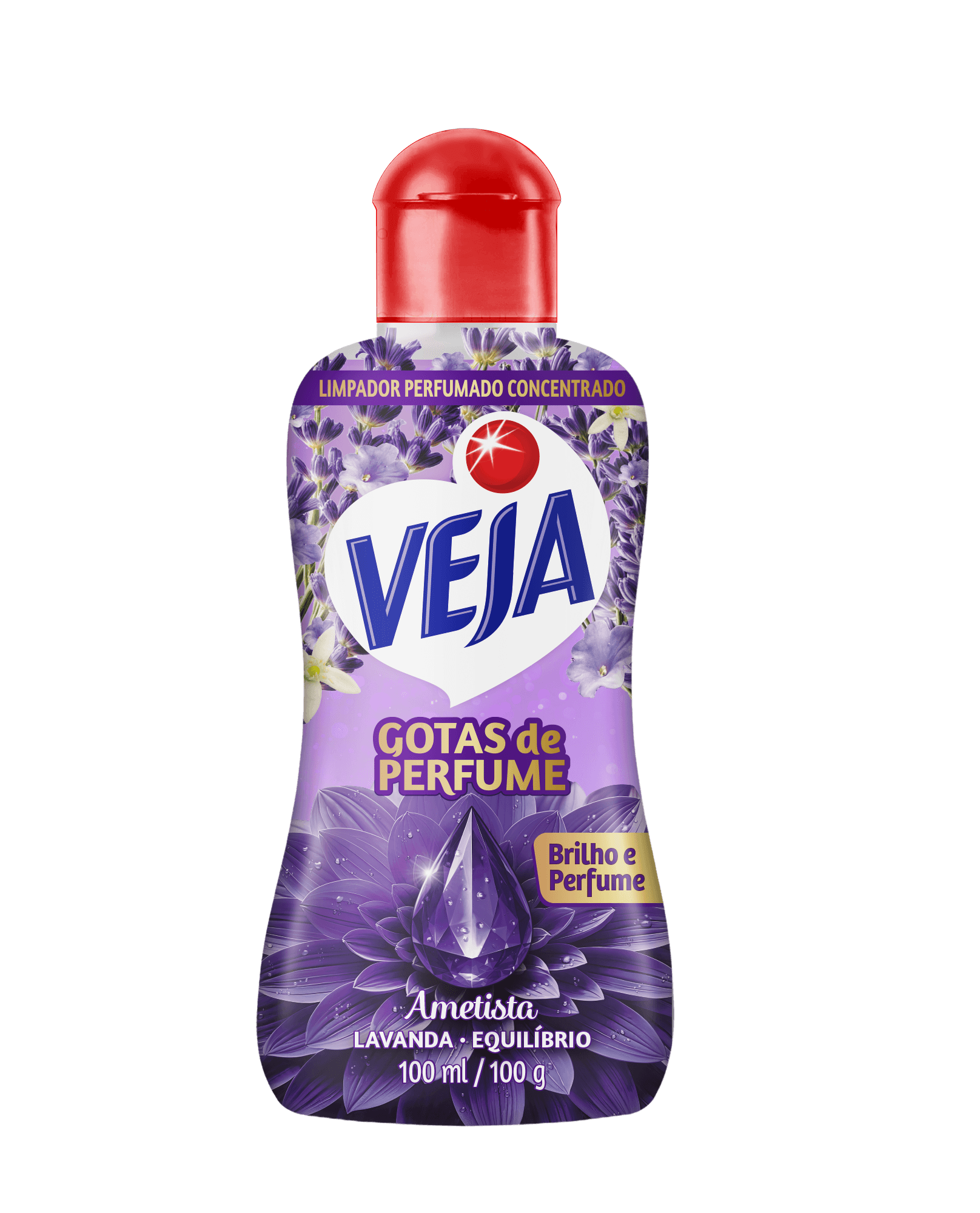 Limpador Multiuso Concentrado Veja Gotas de Perfume Gel Lavanda 100ml
