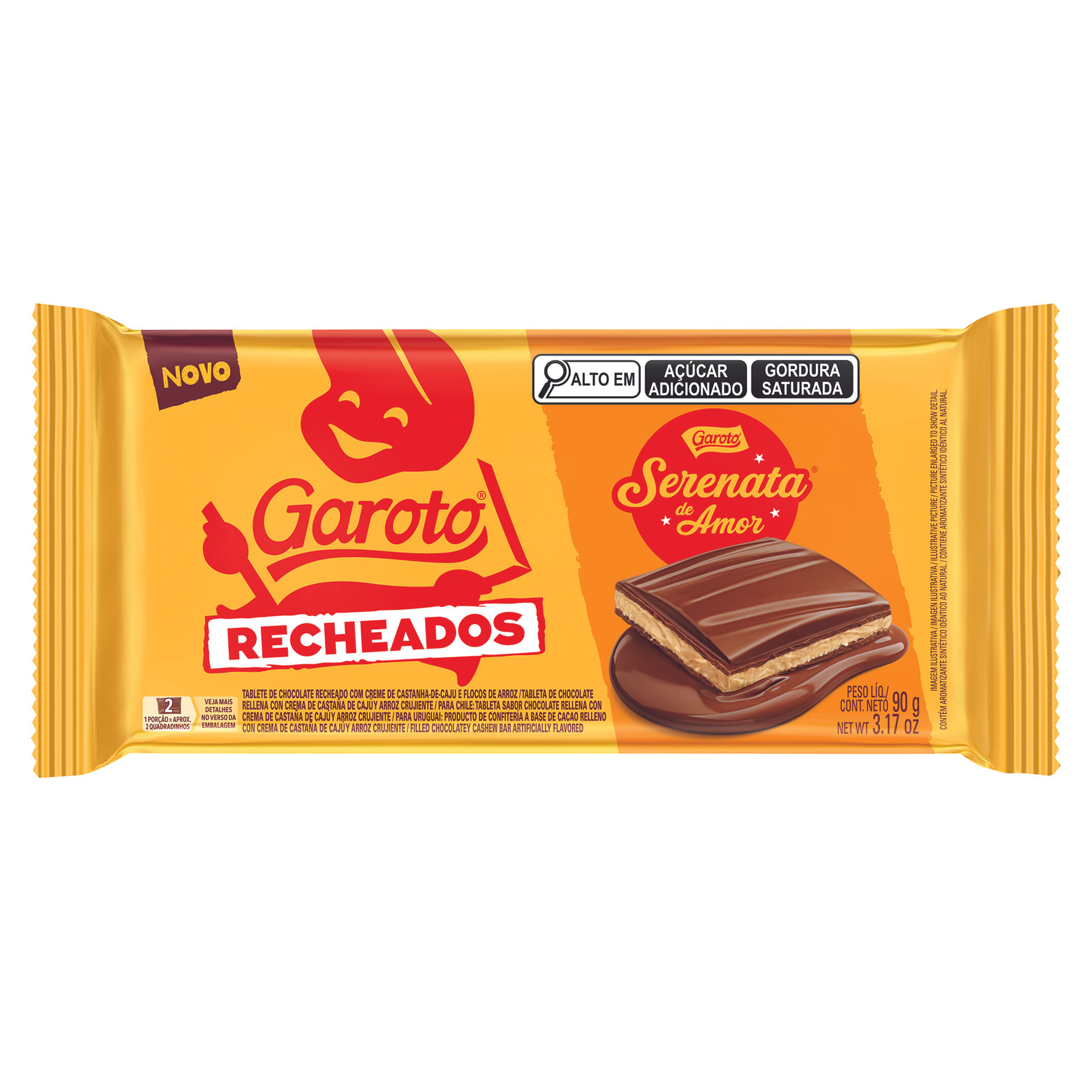 Tablete de Chocolate Recheado Serenata de Amor Garoto 90g Crocante
