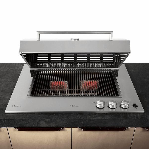 Churrasqueira a Gás Cooktop Fischer Ranch com Tampa Cor Inox Bivolt