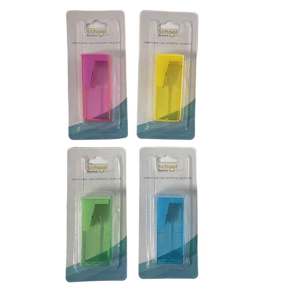 Apontador com Depósito 4 Unidades School Basics Tons Pastel