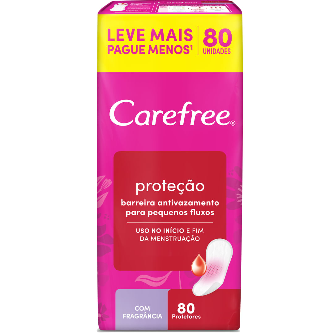 Protetor Diário Higiene Íntima Carefree Proteção com Perfume 80 Unidades