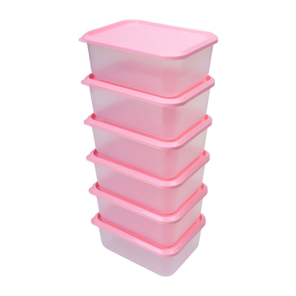 Jogo de Potes Plástico 850ml 6 Peças DUP Azaleia Empilhável Rosa