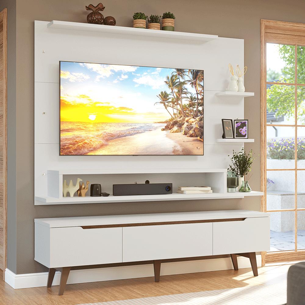 Rack com Painel para TV até 60 Polegadas 180 cm com Pés Reims Madesa
