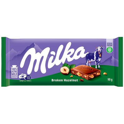 Milka Barra de Chocolate Ao Leite com Avelãs Inteiras 90g