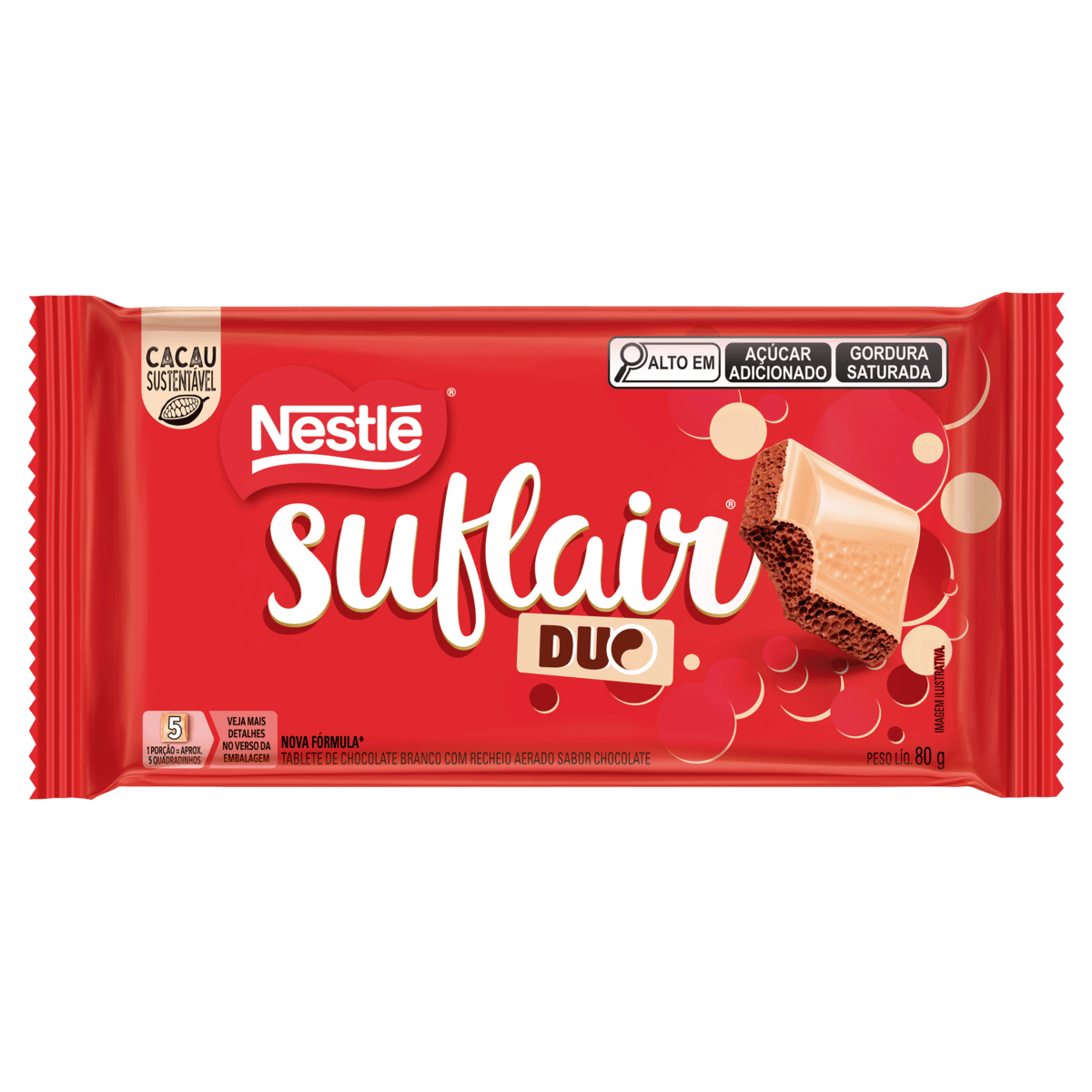 Chocolate Tablete Duo Suflair Nestlé 80g Aerado