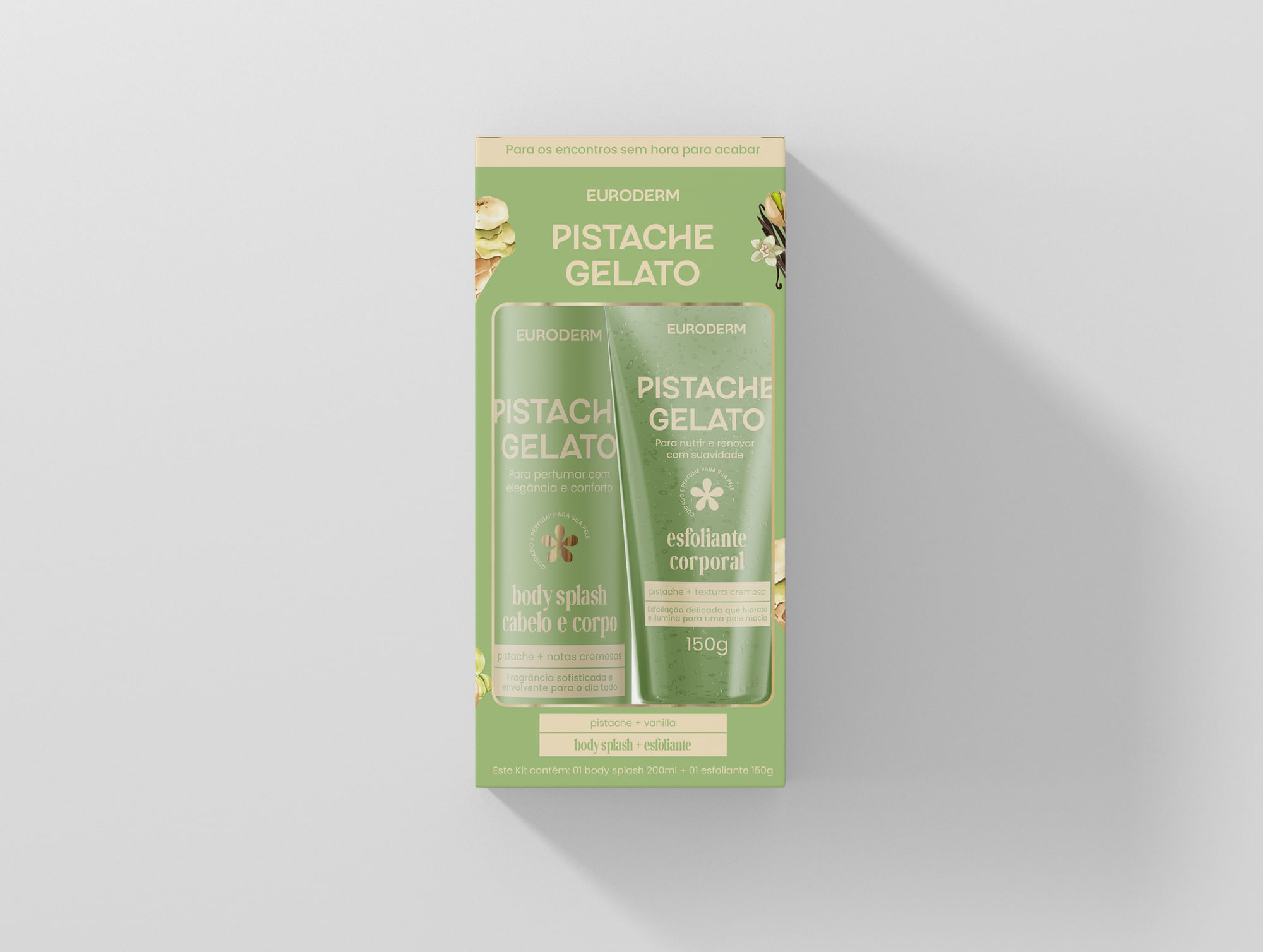 Kit Perfumação e Esfoliação Euroderm Gelato Pistache e Vanilla 2 Peças
