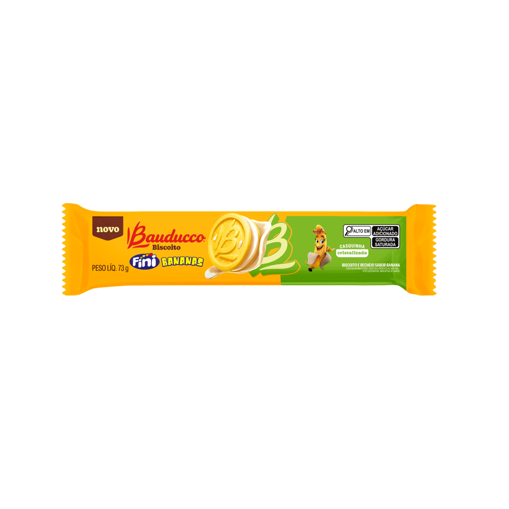Biscoito Recheado Banana Bauducco Fini 73g Crocante