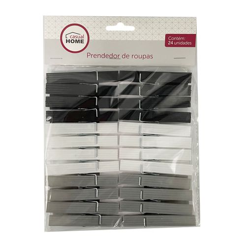 Prendedor de Roupa Polipropileno e Ferro 24 Peças Casual Home Sortidos