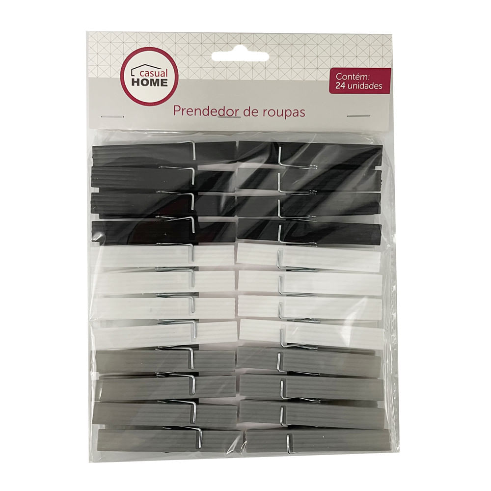Prendedor de Roupa Polipropileno e Ferro 24 Peças Casual Home Sortidos