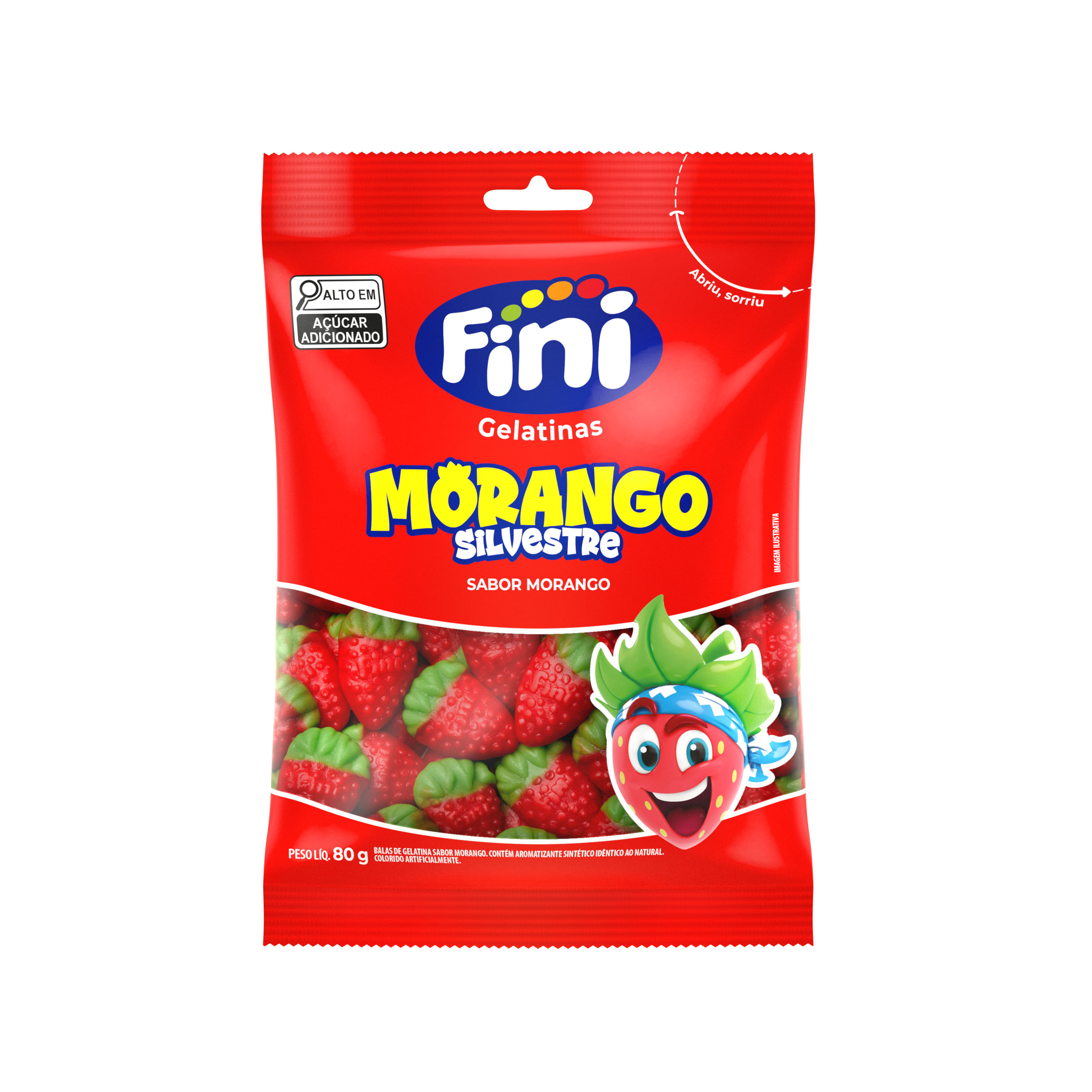Bala de Gelatina Morango Silvestre Fini 80g Sem Glúten