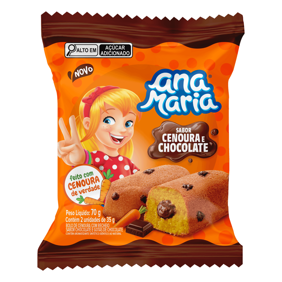 Bolo Cenoura com Chocolate Ana Maria 70g Pacote Tradicional