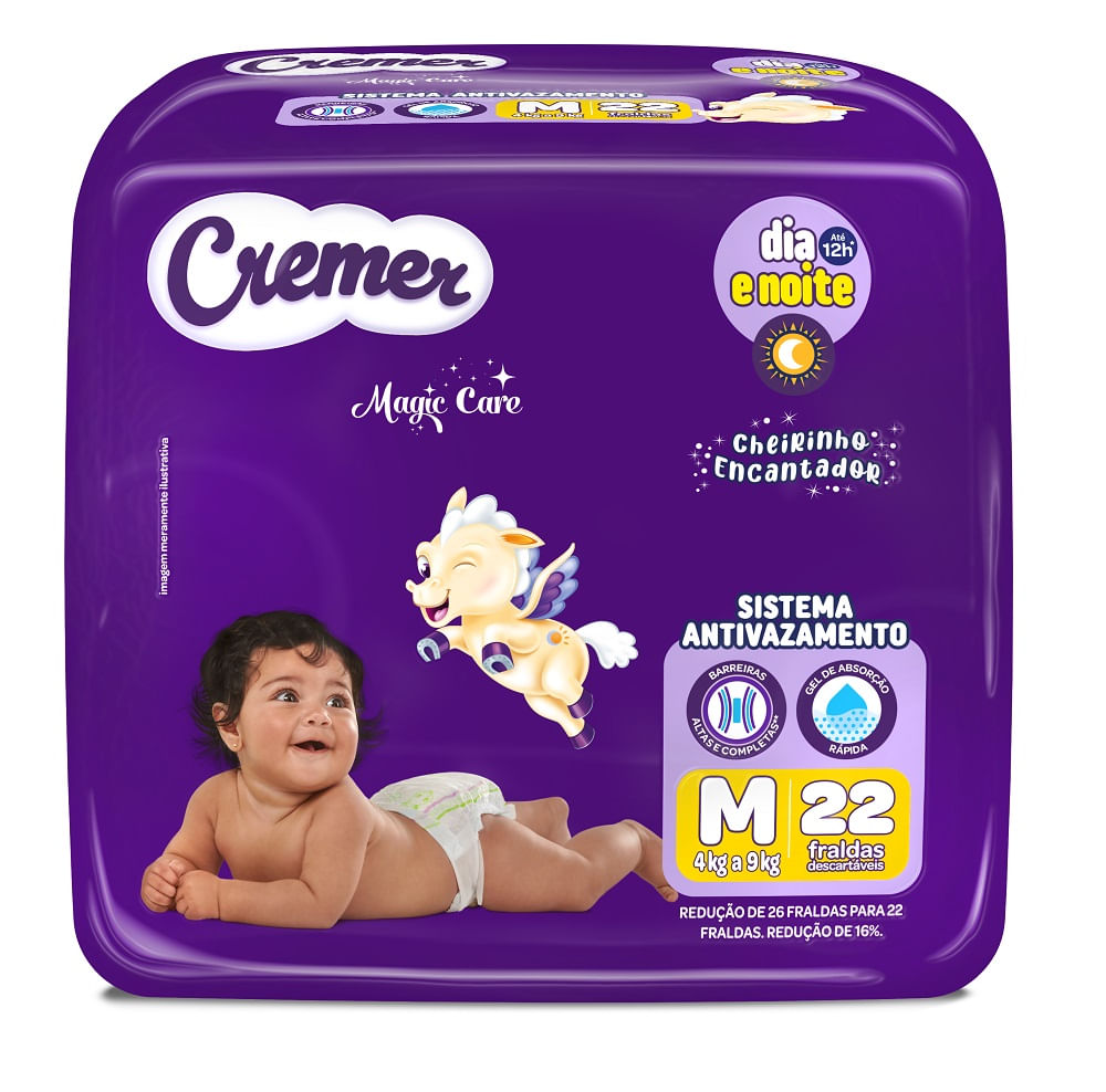 Fralda Descartável Cremer Jumbo M 22un 5 a 9kg