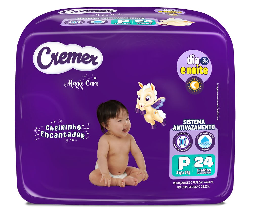 Fralda Descartável Cremer Magic Care P 24un Até 5kg