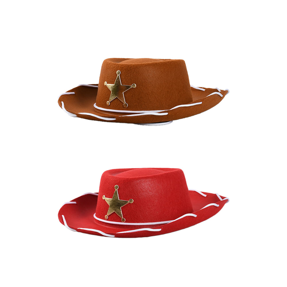 Chapéu Infantil Cowboy Faz de Conta Brink+ Marrom e Vermelho