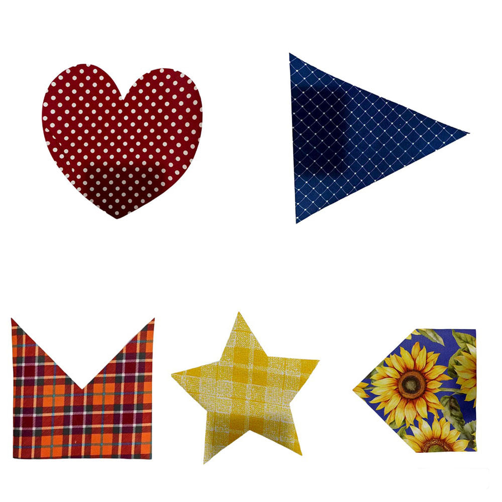 Conjunto de Retalhos Adesivos Festa Junina Festive FJ-310 Poliéster 5 Unidades