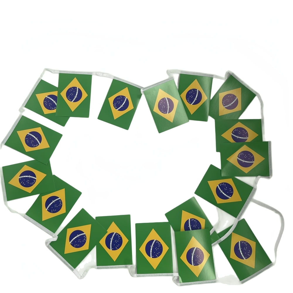 Faixa Decorativa com Bandeiras do Brasil Festive Papel e PP S28W00024