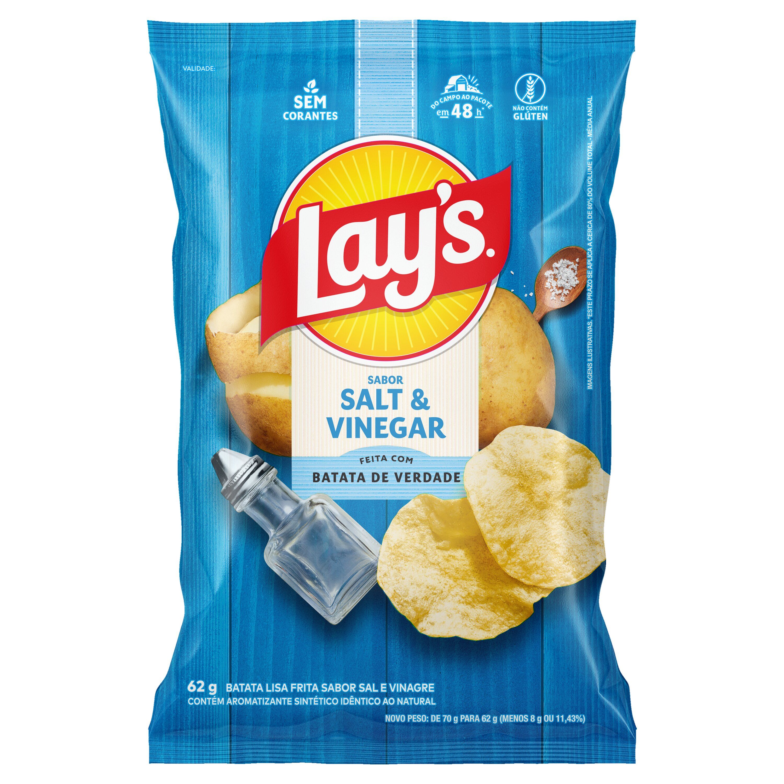 Batata Frita Sal e Vinagre Lay's Elma Chips 62g Crocante
