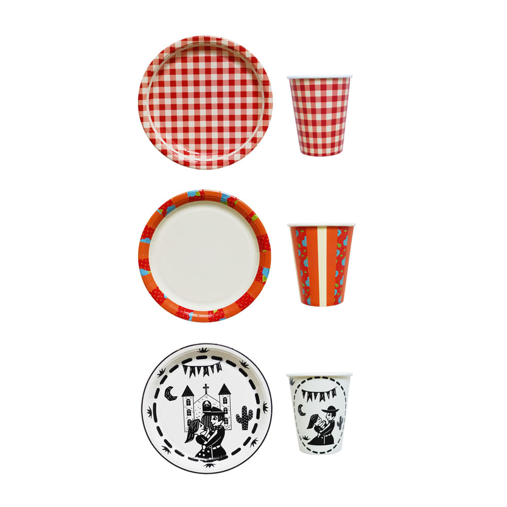 Kit Festa Junina Festive J250837 Papel Verde e Branco 4 Unidades